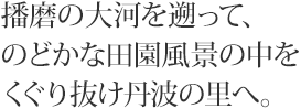 播磨の大河を遡って、のどかな田園風景の中をくぐり抜け丹波の里へ。