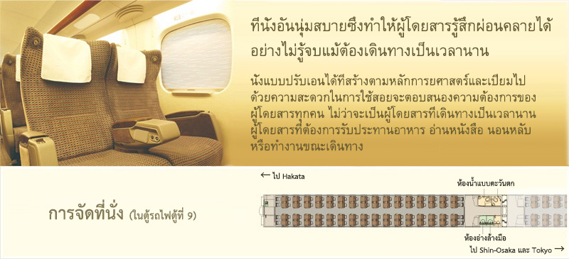 ที่นั่งอันนุ่มสบายซึ่งทำให้ผู้โดยสารรู้สึกผ่อนคลายได้อย่างไม่รู้จบแม้ต้องเดินทางเป็นเวลานาน