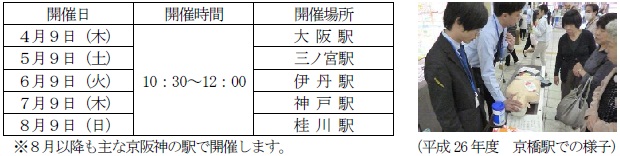 日程と会場、昨年の京橋駅での様子