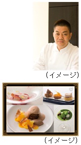 オーナーシェフの成澤由浩氏と贅沢なスイーツ