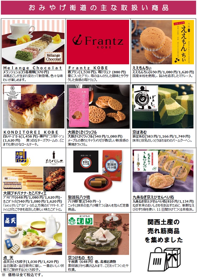 お土産街道の主な取扱い商品