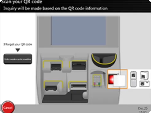 นำ QR Code ที่ได้ตอนจองตั๋วมาวางทาบเพื่อสแกน หรือ กรอก Exchange Order No. ที่ระบุบน E-TICKET