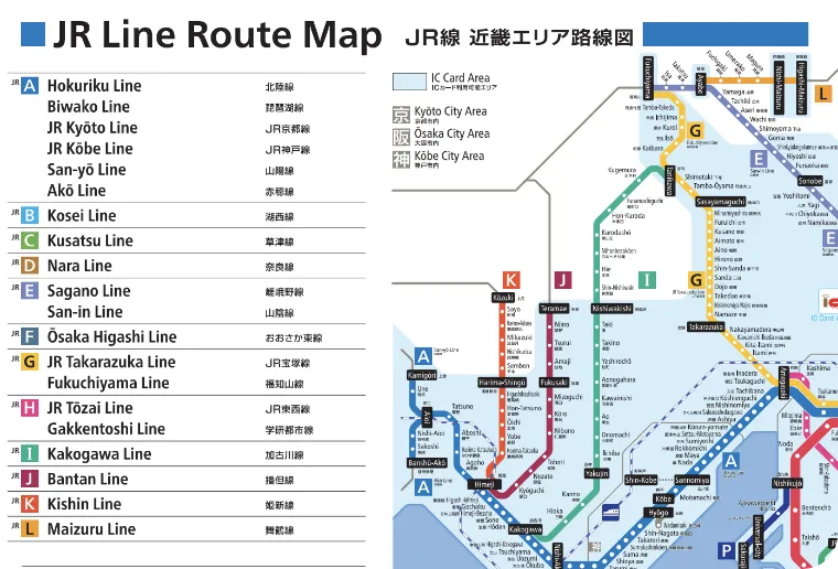 JR Line Station Number Route Map - Kinki Area