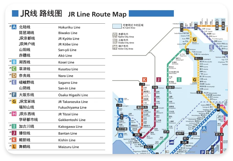 JR 线路车站编号路线图-近畿地区