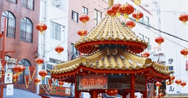 神戸 南京町の中華街の街並み